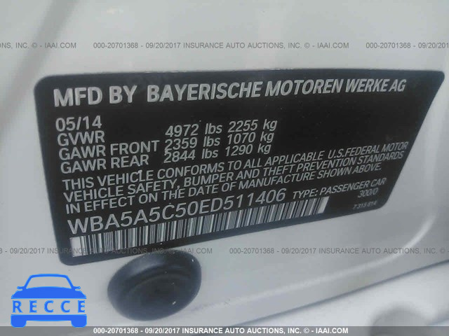 2014 BMW 528 WBA5A5C50ED511406 зображення 8