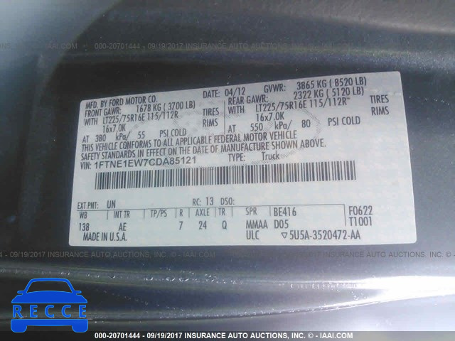 2012 Ford Econoline 1FTNE1EW7CDA85121 image 8
