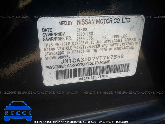 2000 NISSAN MAXIMA JN1CA31D7YT767659 image 8