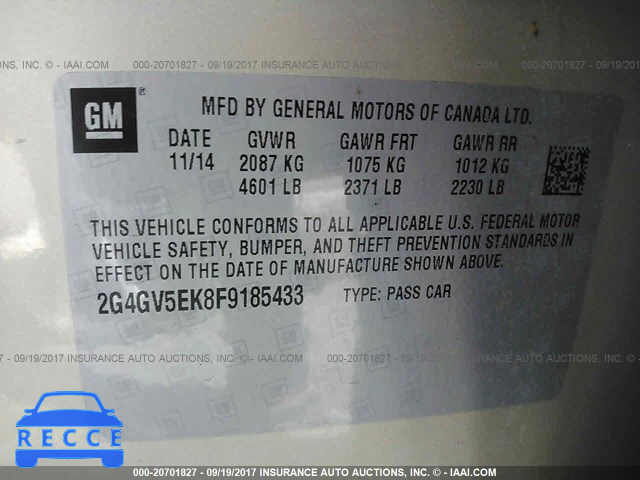 2015 Buick Regal 2G4GV5EK8F9185433 зображення 8