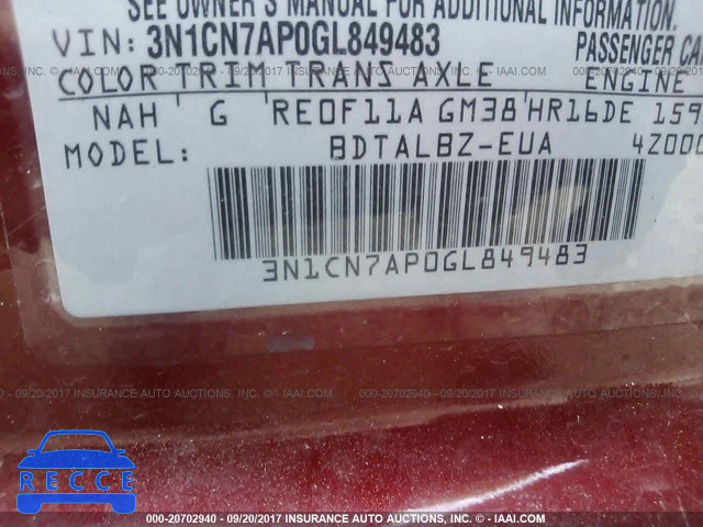 2016 Nissan Versa 3N1CN7AP0GL849483 image 8