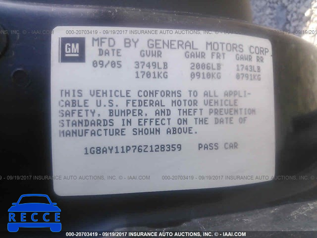 2006 Saturn ION REDLINE 1G8AY11P76Z128359 image 8