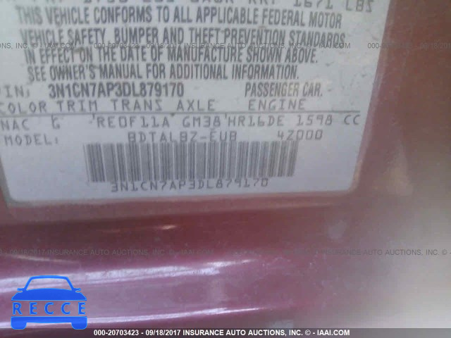 2013 Nissan Versa 3N1CN7AP3DL879170 зображення 8