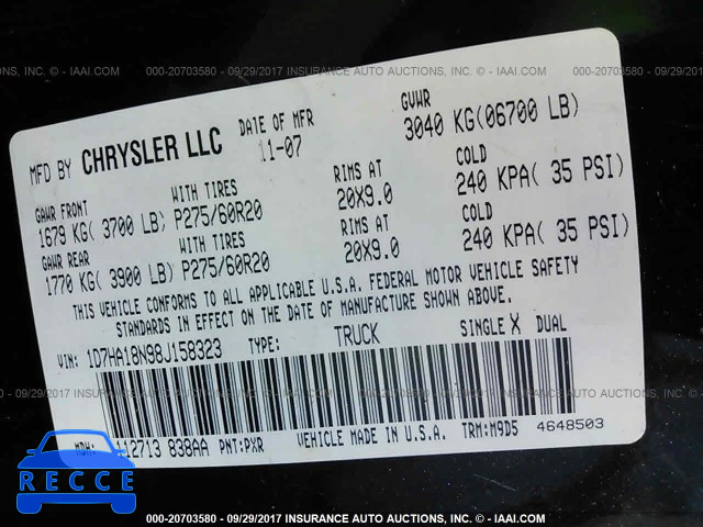 2008 Dodge RAM 1500 1D7HA18N98J158323 image 8