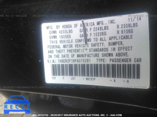 2015 Honda Accord 1HGCR2F38FA075291 image 8