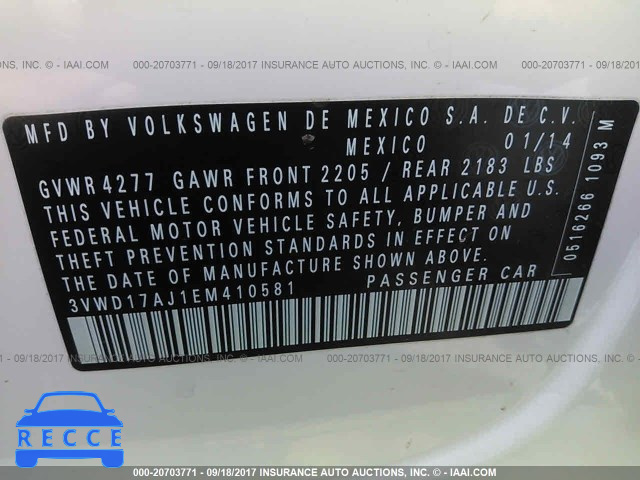 2014 Volkswagen Jetta 3VWD17AJ1EM410581 image 8