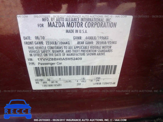 2010 Mazda 6 I 1YVHZ8BH0A5M52409 Bild 8