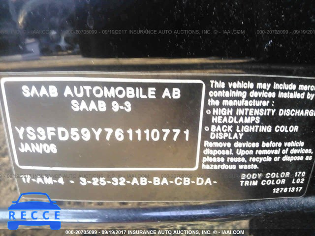 2006 Saab 9-3 YS3FD59Y761110771 зображення 8