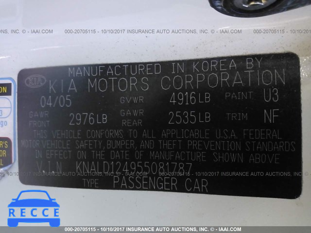 2005 KIA AMANTI KNALD124955081787 зображення 8