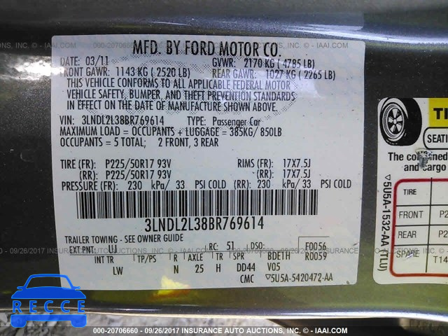 2011 Lincoln MKZ HYBRID 3LNDL2L38BR769614 image 8