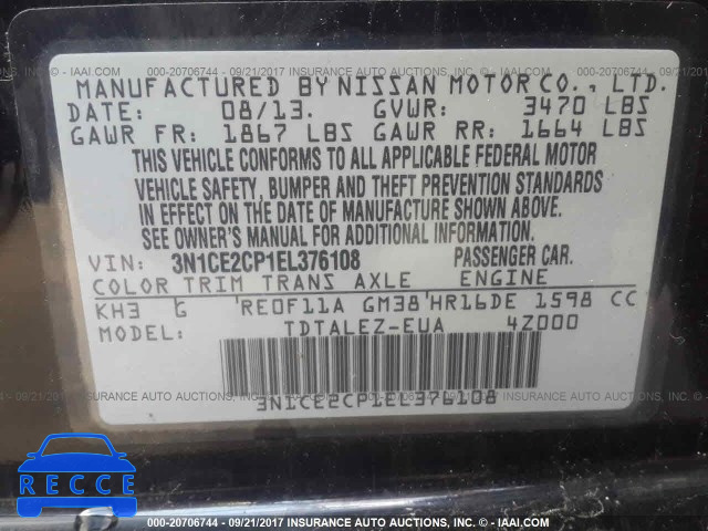 2014 Nissan Versa Note 3N1CE2CP1EL376108 image 8