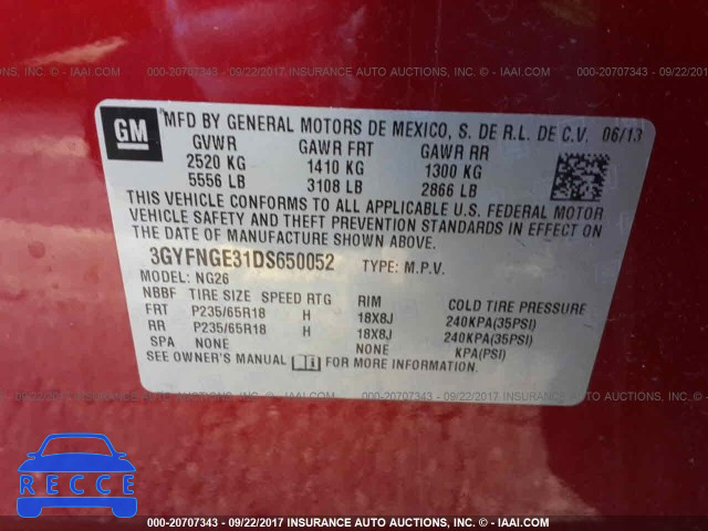 2013 Cadillac SRX LUXURY COLLECTION 3GYFNGE31DS650052 зображення 8