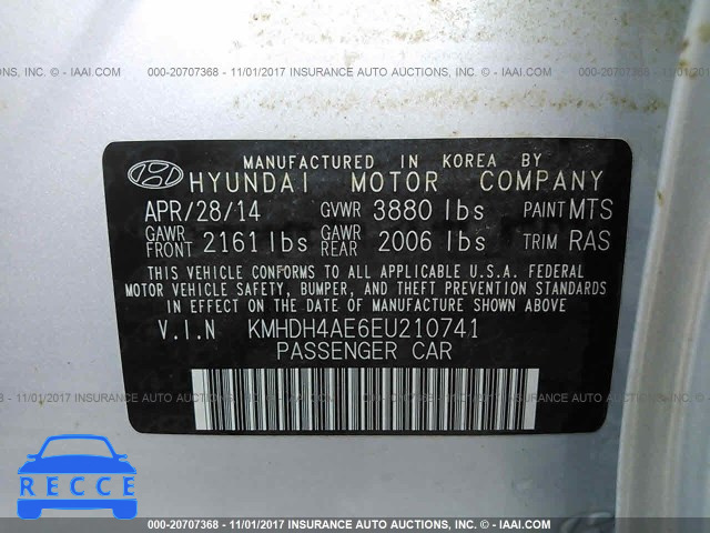 2014 Hyundai Elantra KMHDH4AE6EU210741 зображення 8