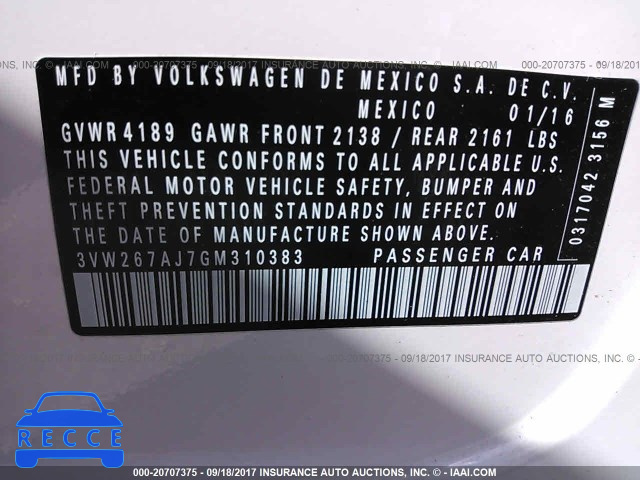 2016 Volkswagen Jetta 3VW267AJ7GM310383 image 8