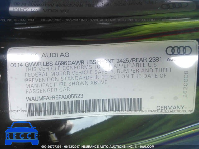 2015 Audi A5 WAUMFAFR6FA005523 зображення 8
