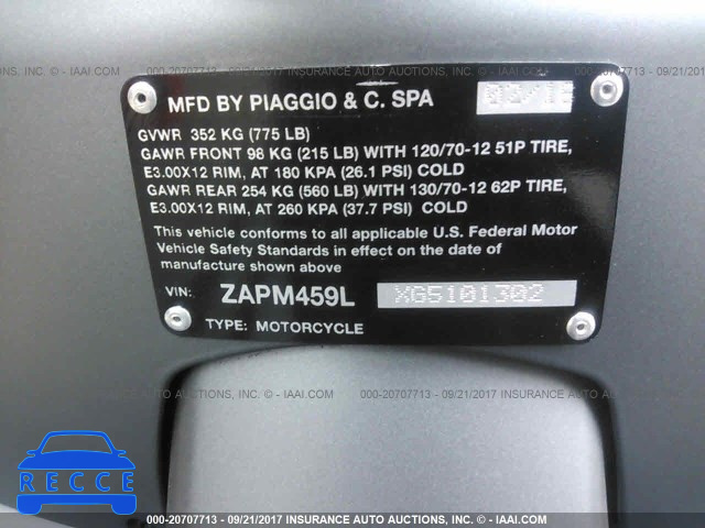 2016 Vespa GTS ZAPM459LXG5101302 image 9