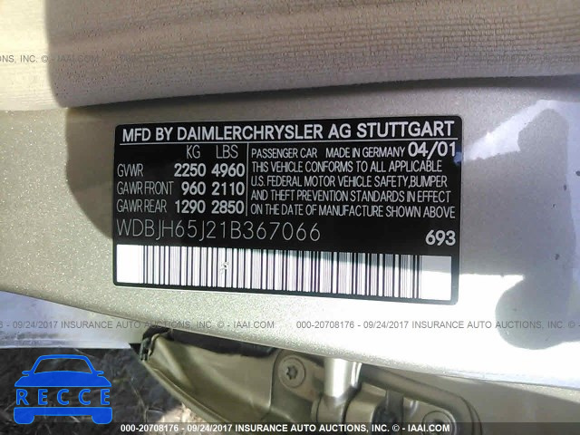 2001 Mercedes-benz E WDBJH65J21B367066 image 8