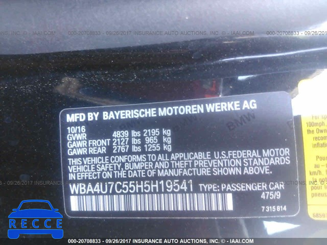 2017 BMW 430I WBA4U7C55H5H19541 зображення 8