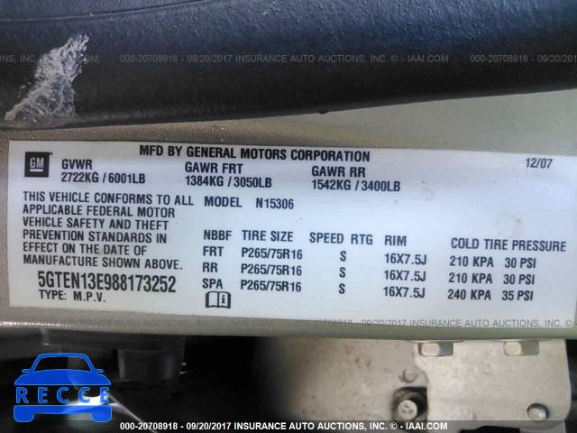 2008 Hummer H3 5GTEN13E988173252 image 8