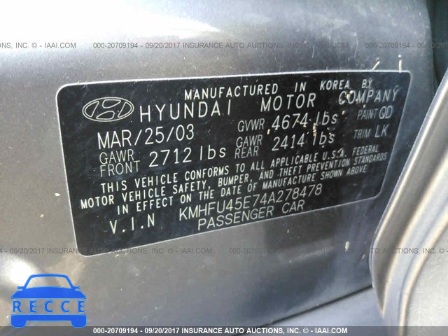 2004 Hyundai XG 350 KMHFU45E74A278478 image 8