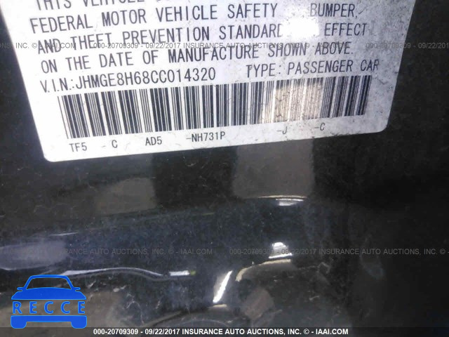 2012 Honda FIT SPORT JHMGE8H68CC014320 image 8