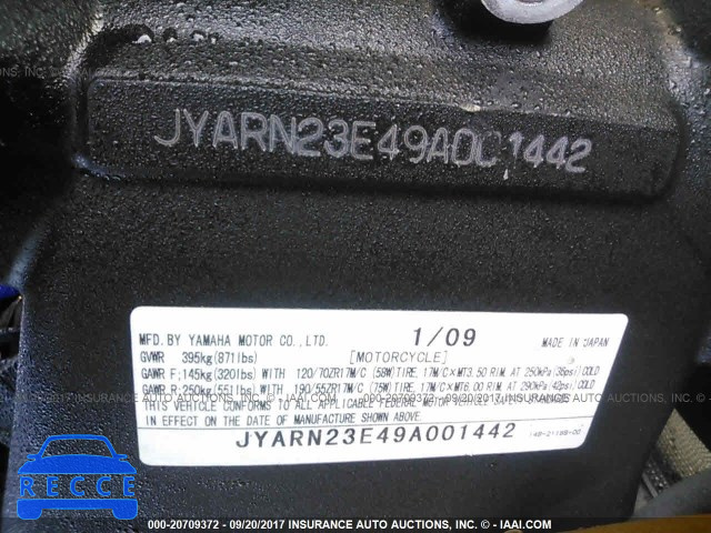 2009 Yamaha YZFR1 JYARN23E49A001442 image 9