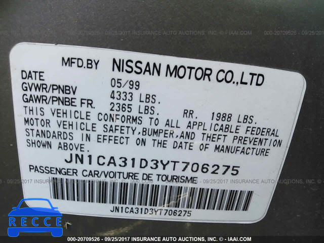 2000 Nissan Maxima GLE/GXE/SE JN1CA31D3YT706275 зображення 8
