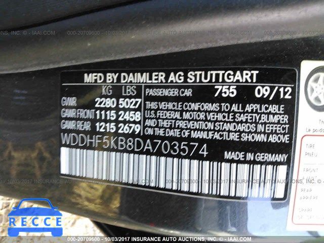 2013 Mercedes-benz E 350 WDDHF5KB8DA703574 image 8