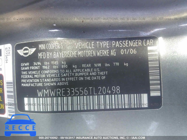2006 Mini Cooper S WMWRE33556TL20498 image 8