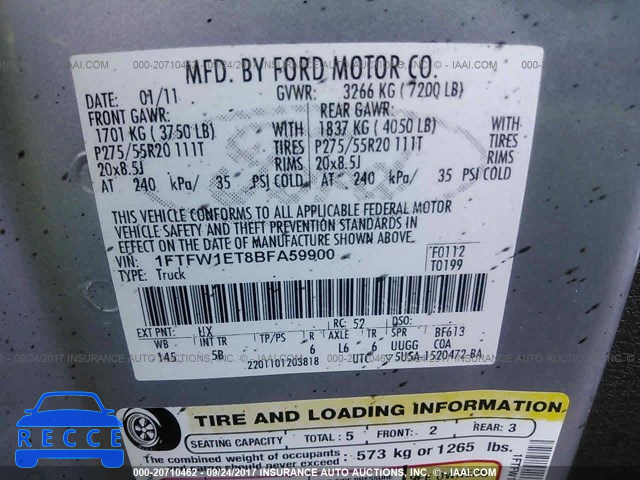 2011 Ford F150 1FTFW1ET8BFA59900 image 8