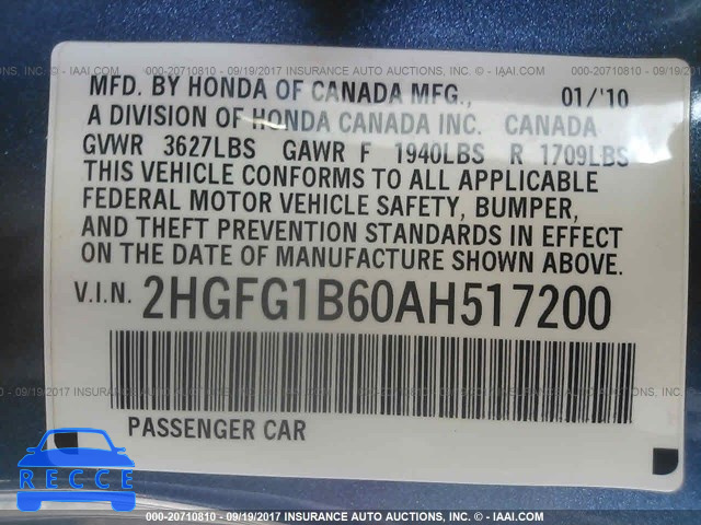2010 Honda Civic 2HGFG1B60AH517200 image 8