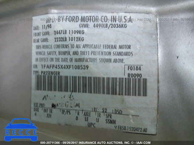 1999 Ford Mustang GT 1FAFP45X4XF108539 Bild 8