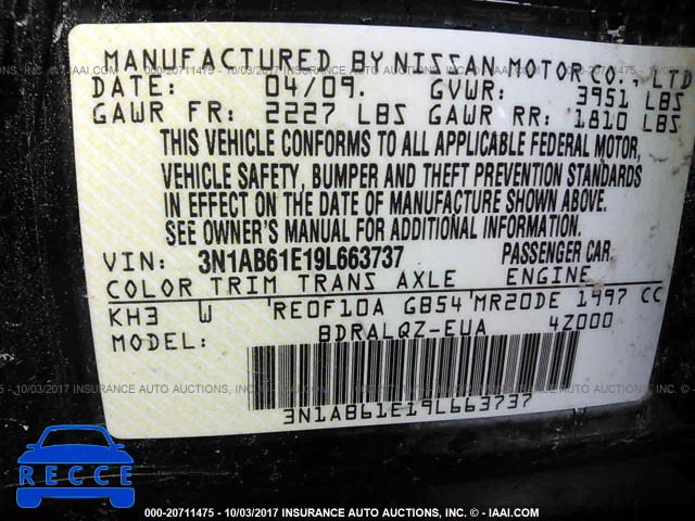2009 Nissan Sentra 3N1AB61E19L663737 image 8