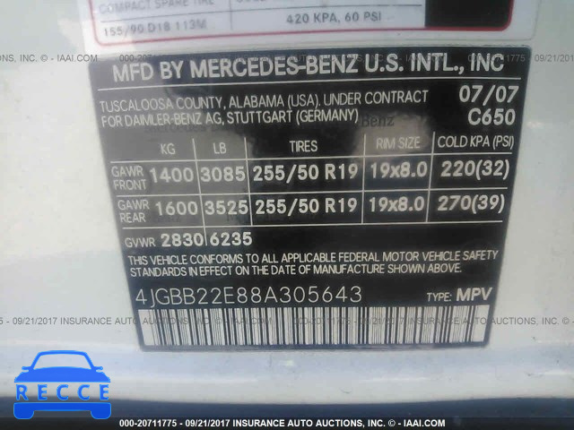 2008 Mercedes-benz ML 320 CDI 4JGBB22E88A305643 image 8