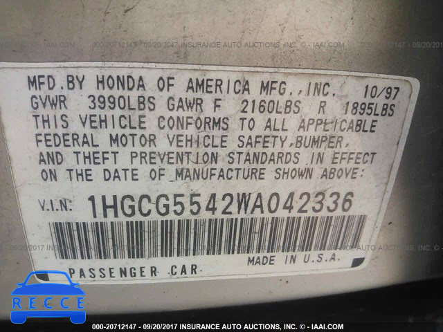 1998 HONDA ACCORD 1HGCG5542WA042336 image 8