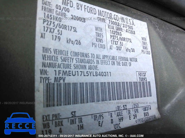 2000 Ford Expedition EDDIE BAUER 1FMEU17L5YLB40311 image 8