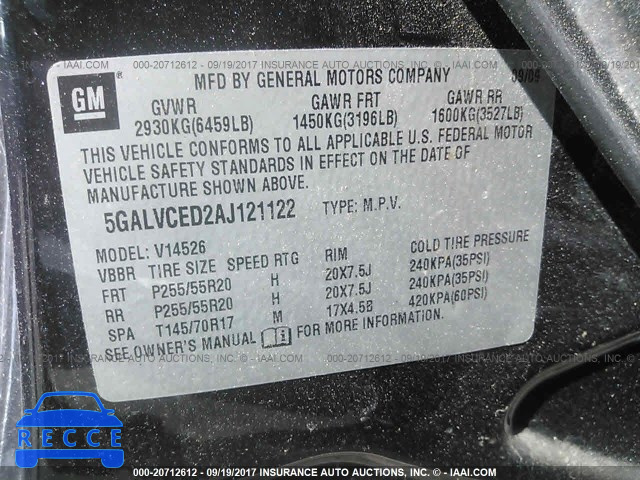 2010 Buick Enclave 5GALVCED2AJ121122 image 8
