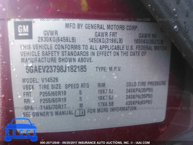 2008 Buick Enclave CXL 5GAEV23798J182185 image 8