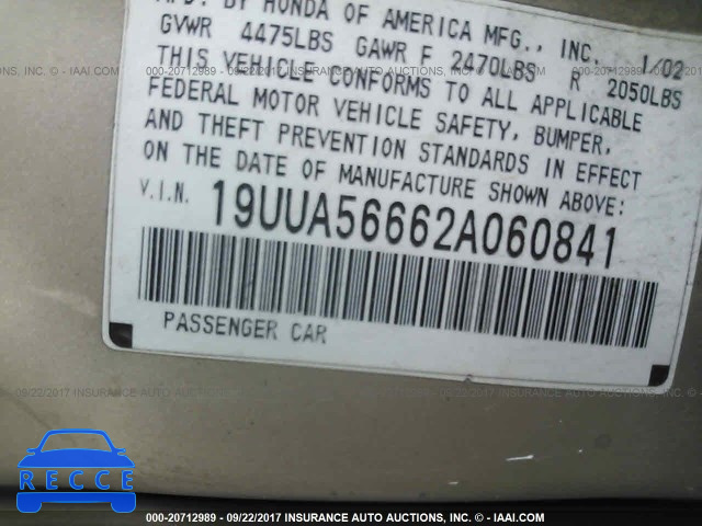 2002 Acura 3.2TL 19UUA56662A060841 image 8