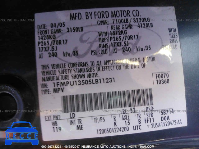 2005 Ford Expedition 1FMPU13505LB11231 image 8