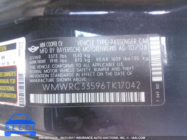 2006 Mini Cooper WMWRC33596TK17042 image 8