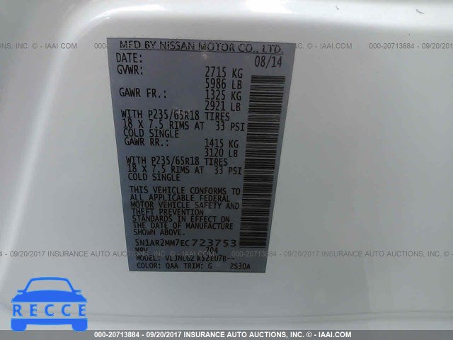 2014 NISSAN PATHFINDER 5N1AR2MM7EC723753 image 8