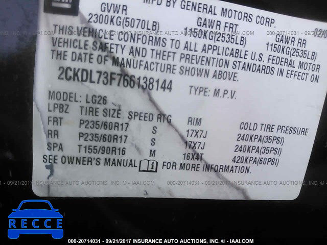 2006 Pontiac Torrent 2CKDL73F766138144 image 8