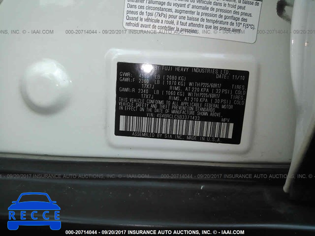 2011 Subaru Outback 2.5I LIMITED 4S4BRCLC5B3371433 зображення 8