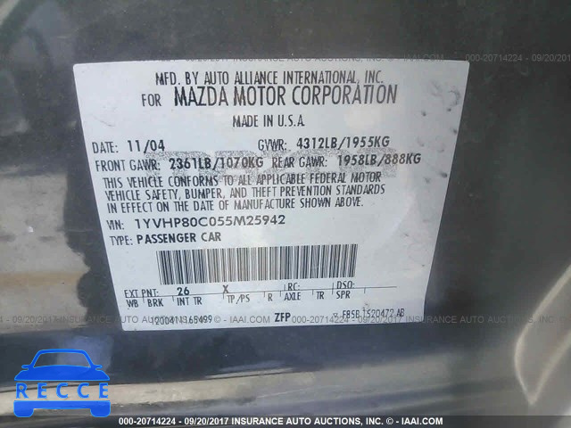 2005 Mazda 6 I 1YVHP80C055M25942 image 8