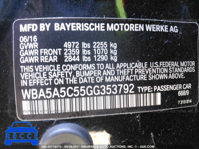 2016 BMW 528 I WBA5A5C55GG353792 image 8