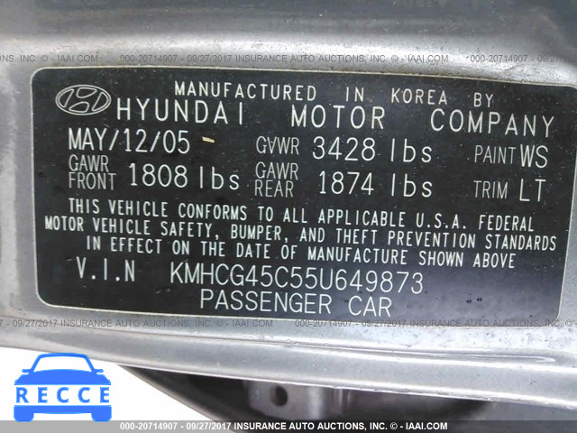 2005 Hyundai Accent GL KMHCG45C55U649873 image 8