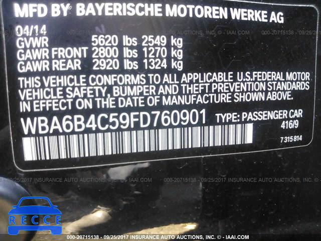 2015 BMW 650 XI/GRAN COUPE WBA6B4C59FD760901 зображення 8