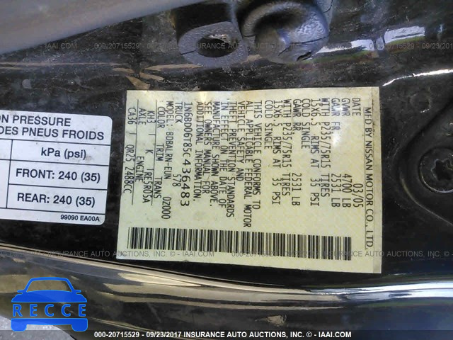 2005 Nissan Frontier KING CAB XE 1N6BD06T85C436483 image 8