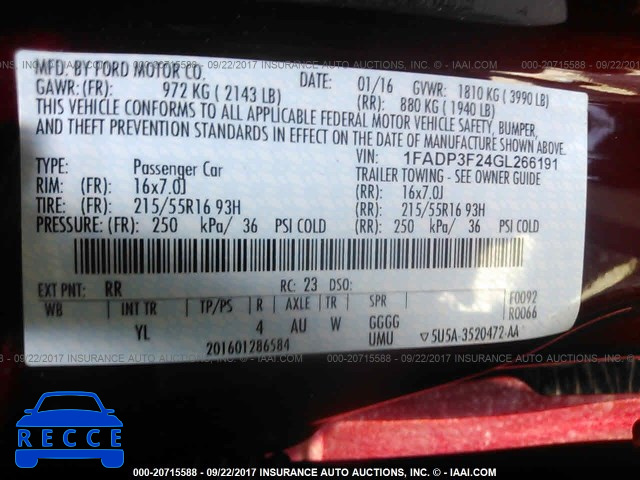 2016 Ford Focus 1FADP3F24GL266191 image 8